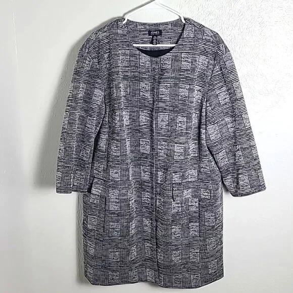 Jones New York Gray & White Tweed Coat, Size XL - Picture 2 of 14